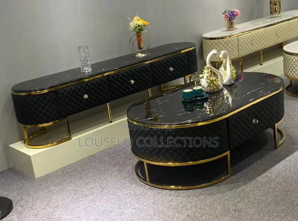 Quality Turkey Set of Marble Top Tv Stand and Centre Table