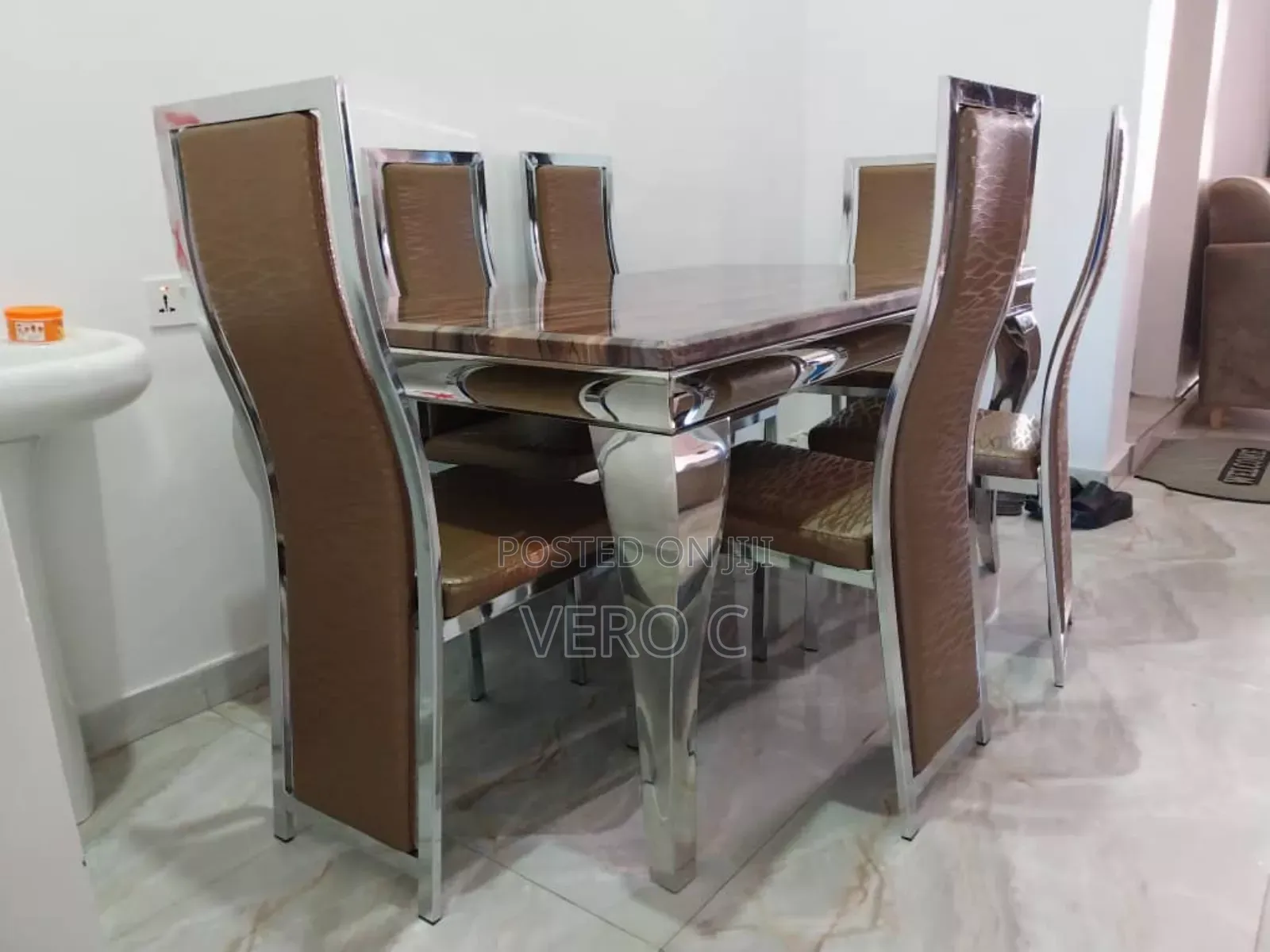 Quality Brand New Marble Top Dining Table and 6 Chairs