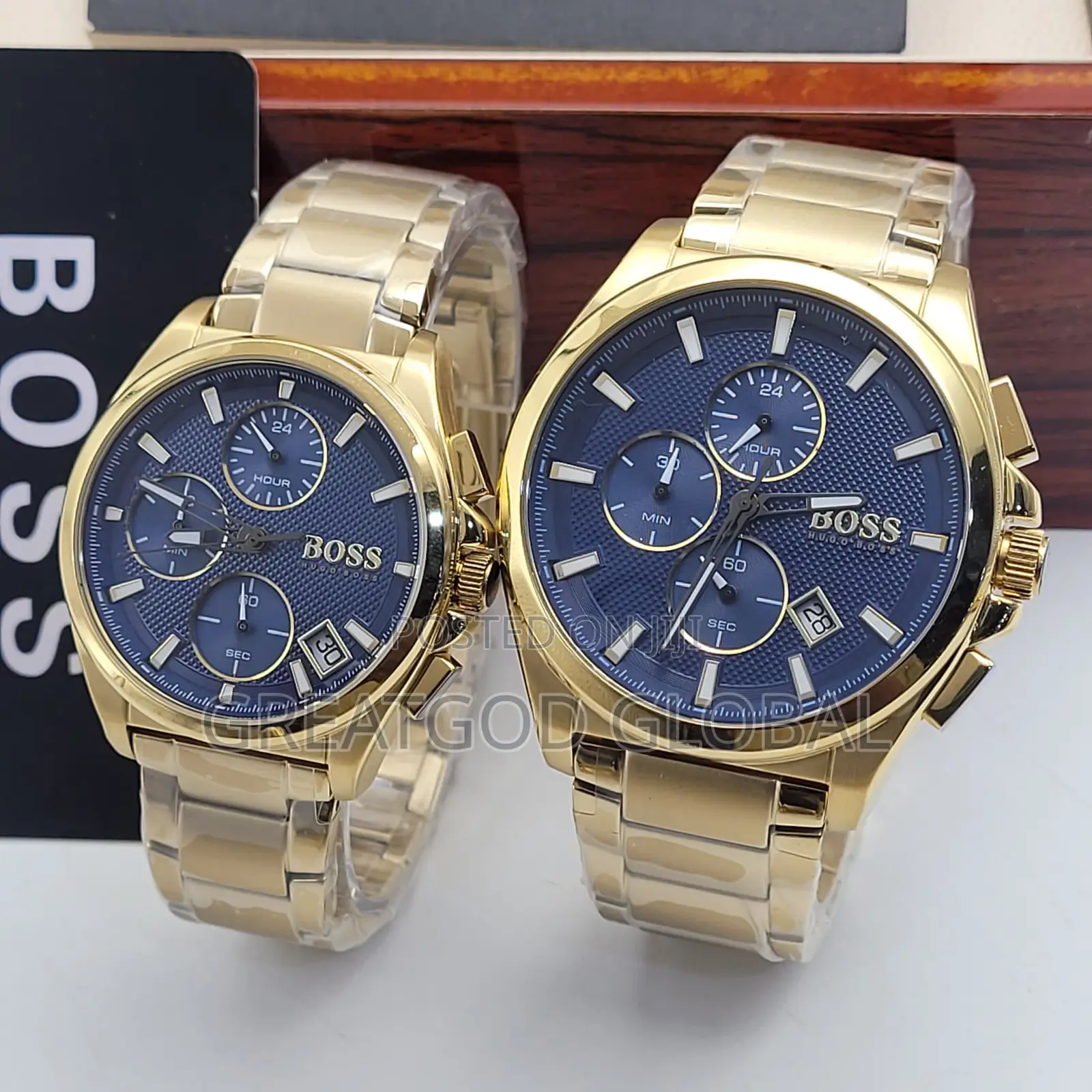 Luxury Boss Brand Chronograph Wristwatch Blue Face