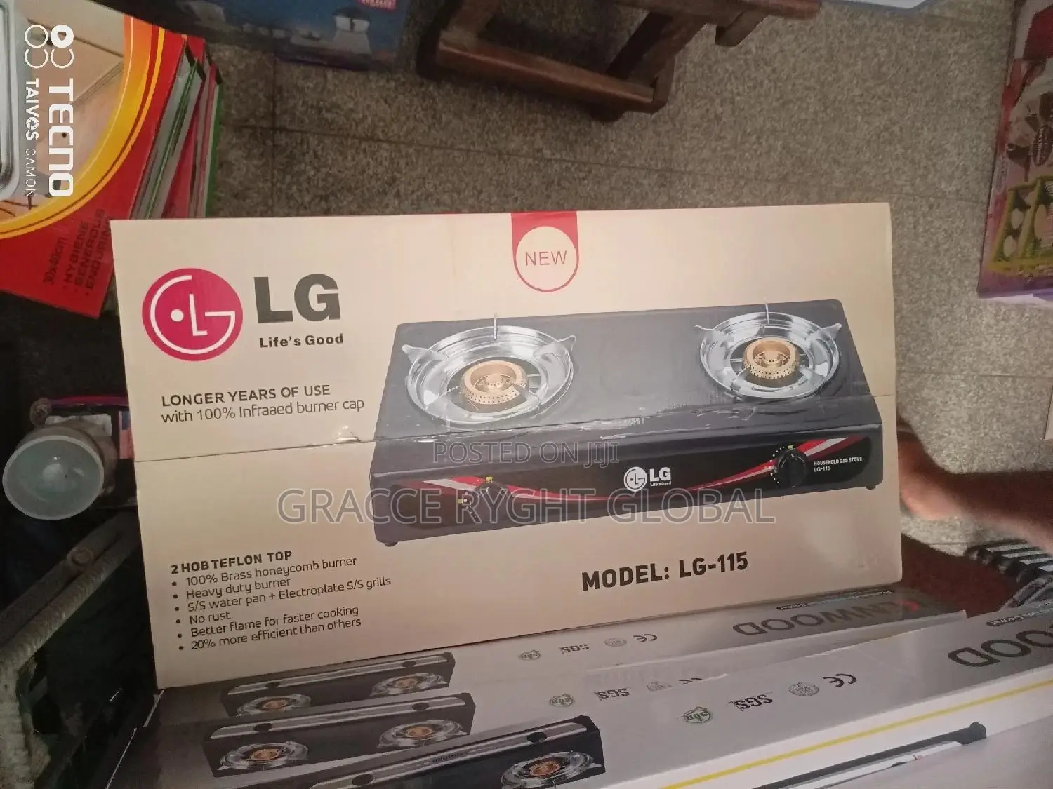 Lg 2 Hob Teflon Gas Burner
