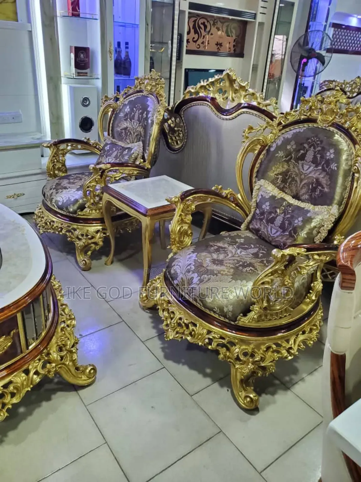 Complete Set of High Classic Turkish Royal Fabric Sofa Chair