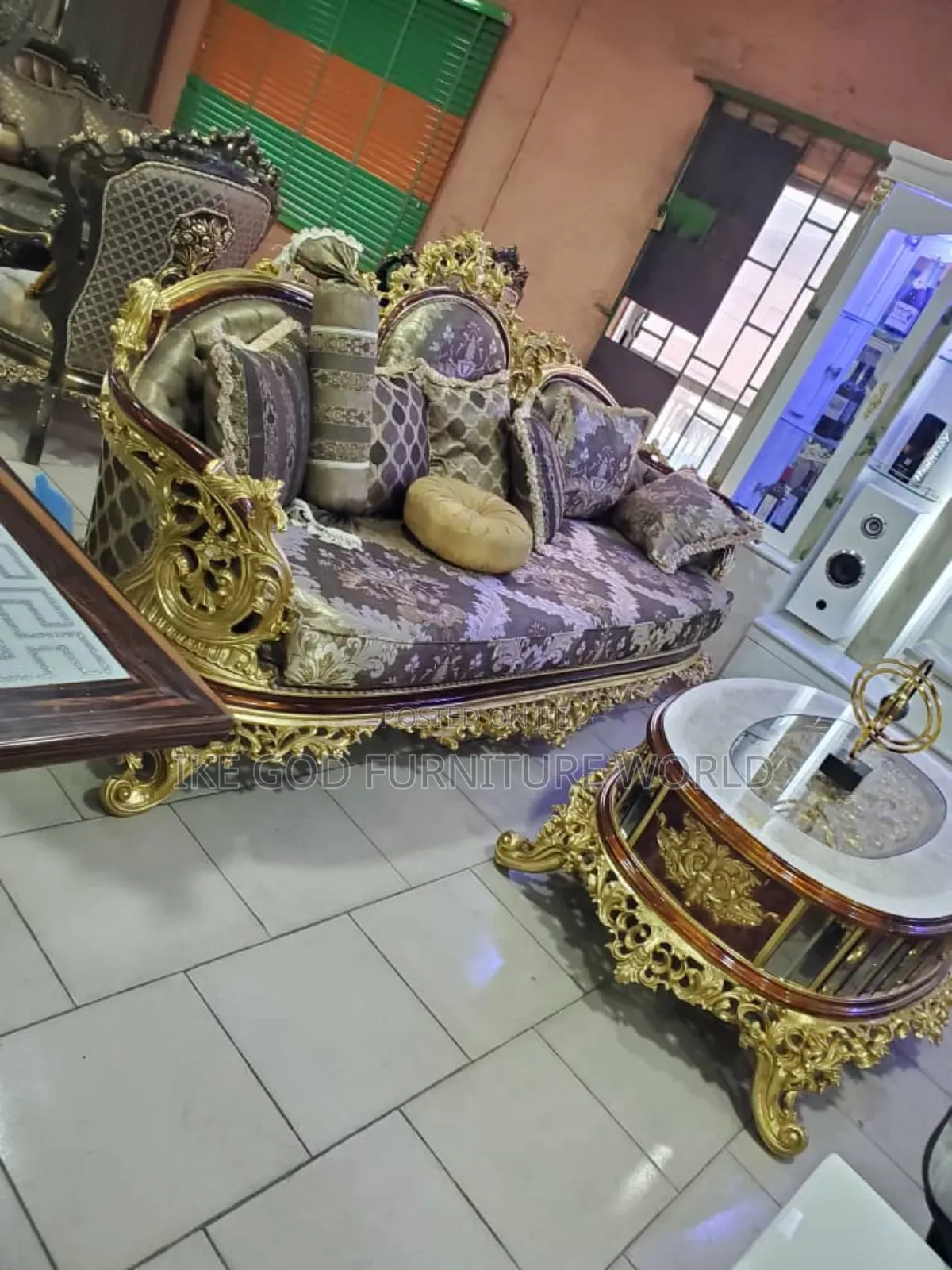 Complete Set of High Classic Turkish Royal Fabric Sofa Chair