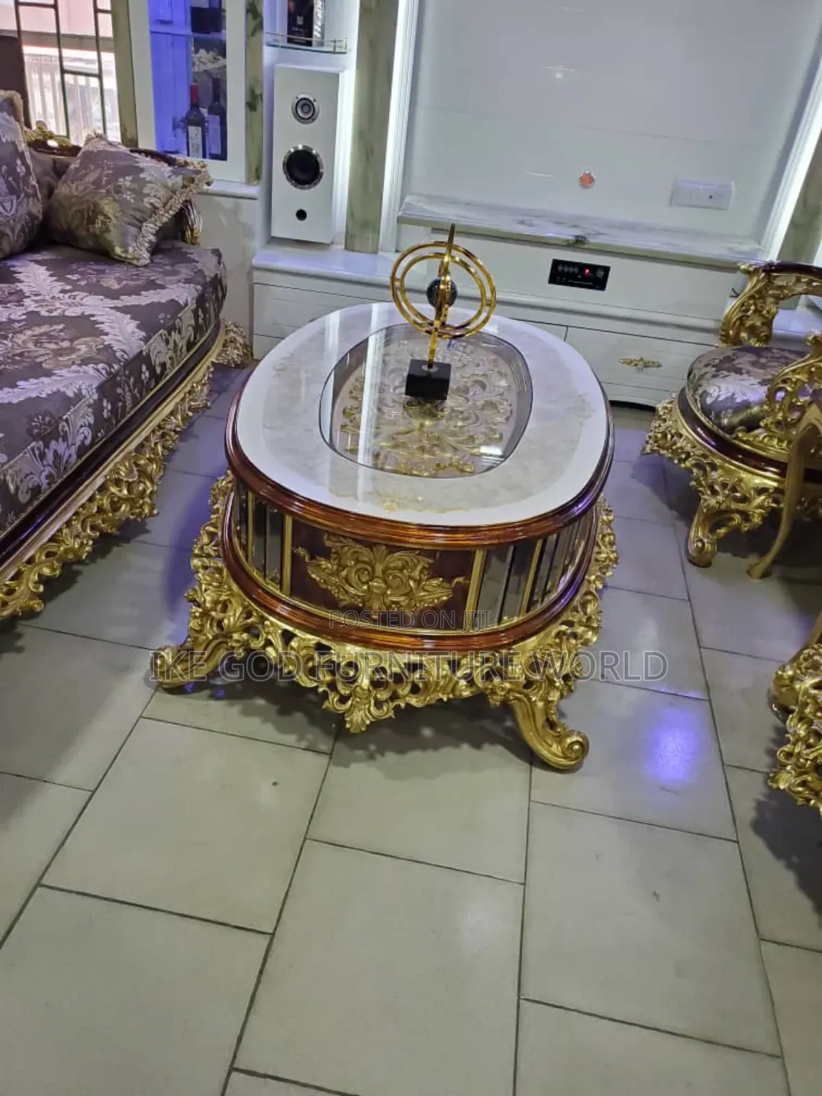 Complete Set of High Classic Turkish Royal Fabric Sofa Chair