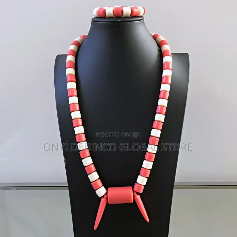 Igbo Traditional Wedding Necklace With Tusk and Hand Bead