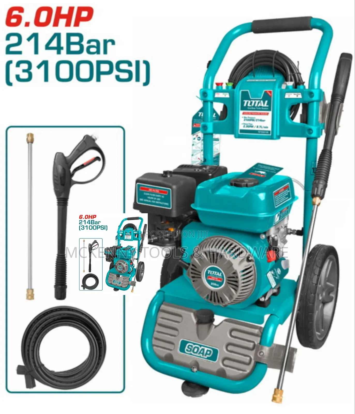 Total Gasoline High Pressure Washer 208cc / 6hp (Tgt250105)