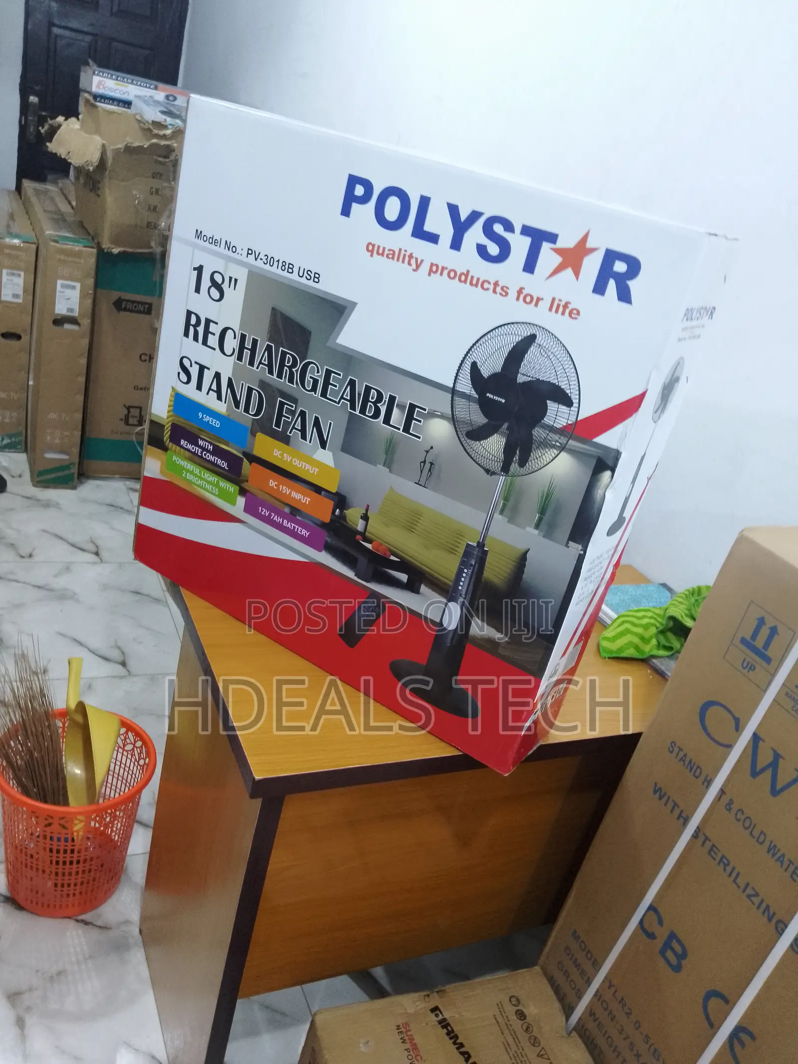 18' Powerful Rechargeable Standing Fan | POLYSTAR
