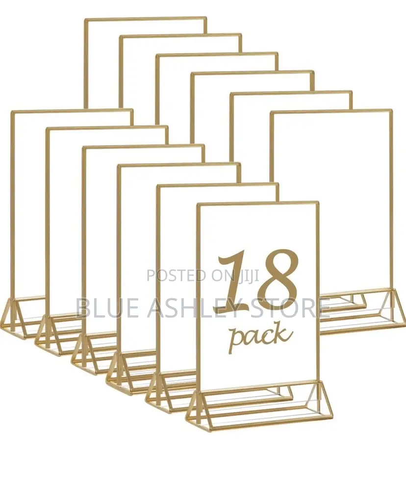 18 PCS Pack Gold Sign Holders 4x6'' Acrylic Double Sided
