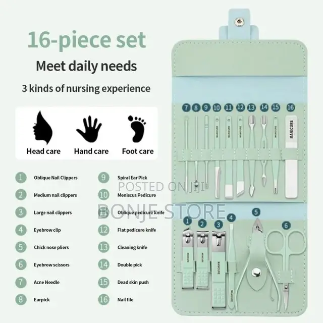 16pcs Nail Clippers and Cuticle Nippers Set With Travel Case