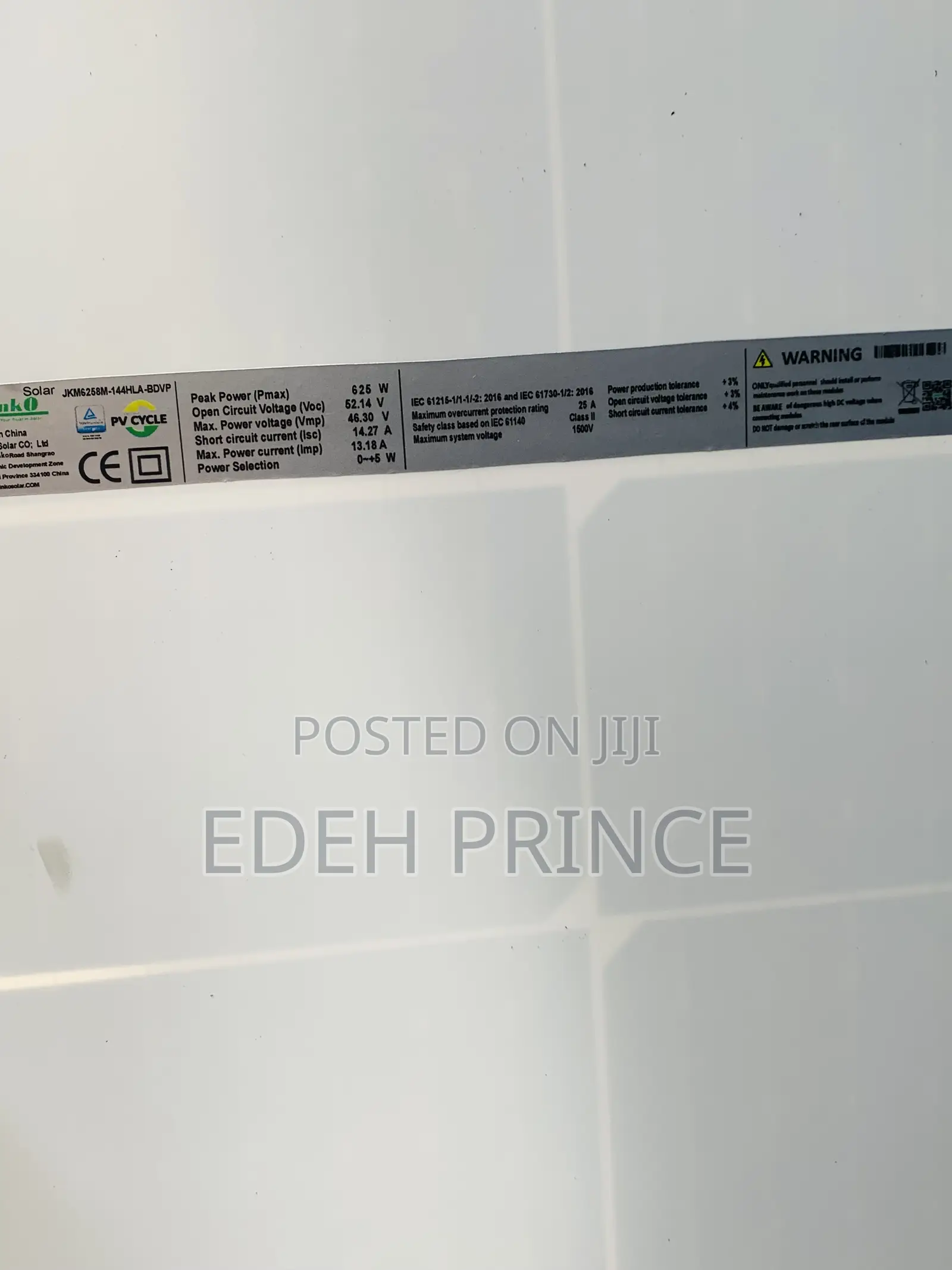 625watts Jinko Panels