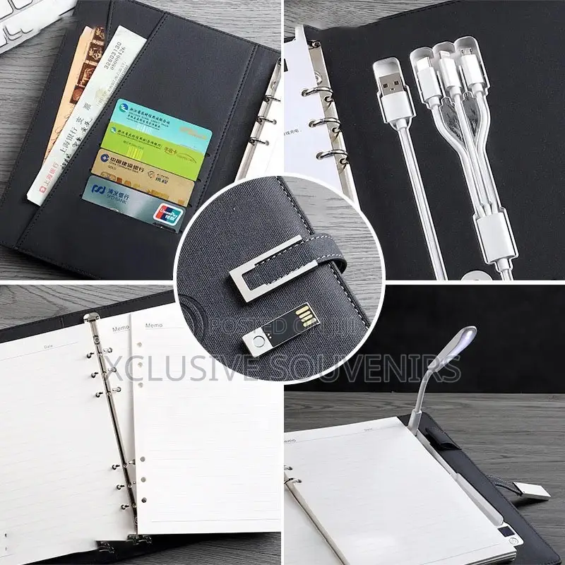 Pu Leather Power Bank Wireless Charging Notebook