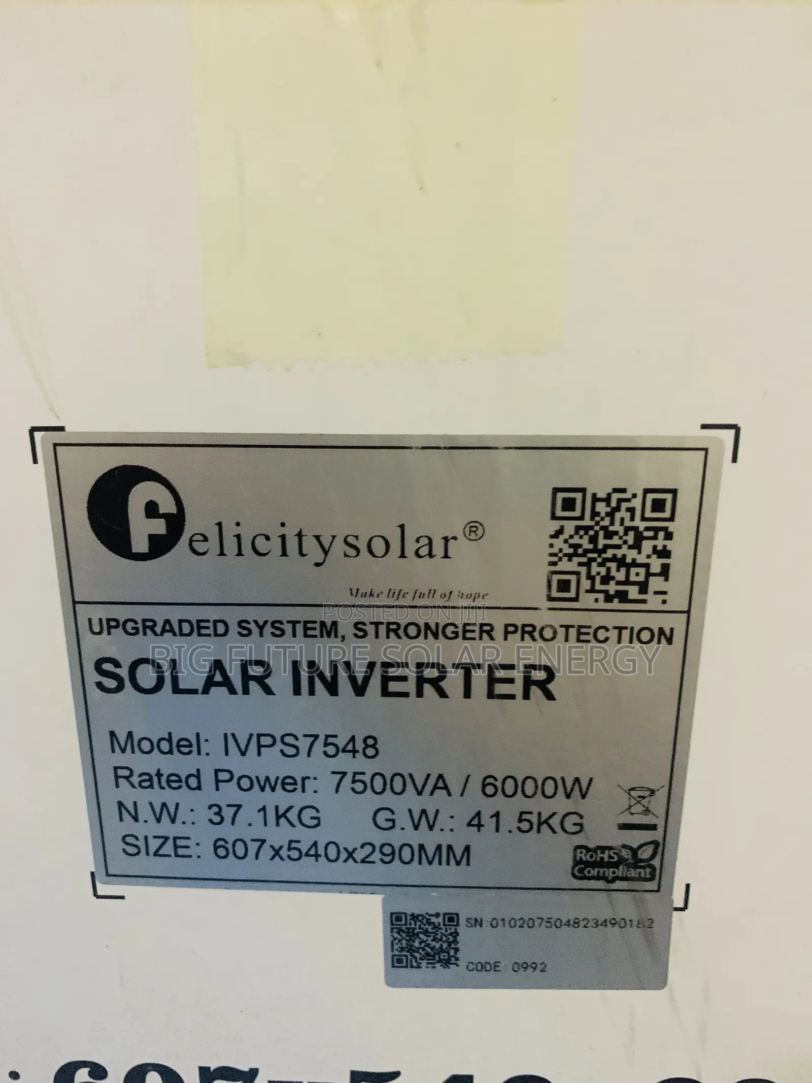 7.5kva Felicity Solar Inverter 48v