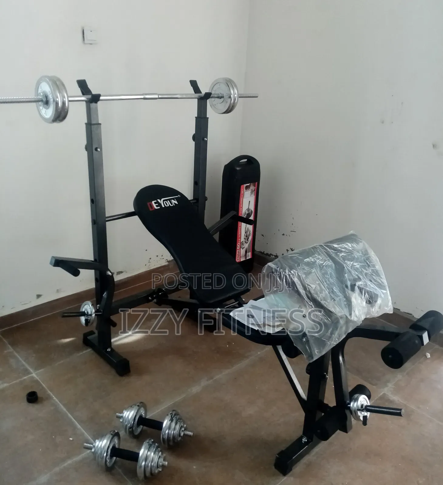 Weight Lifting Bench With 50kg Dumbbell
