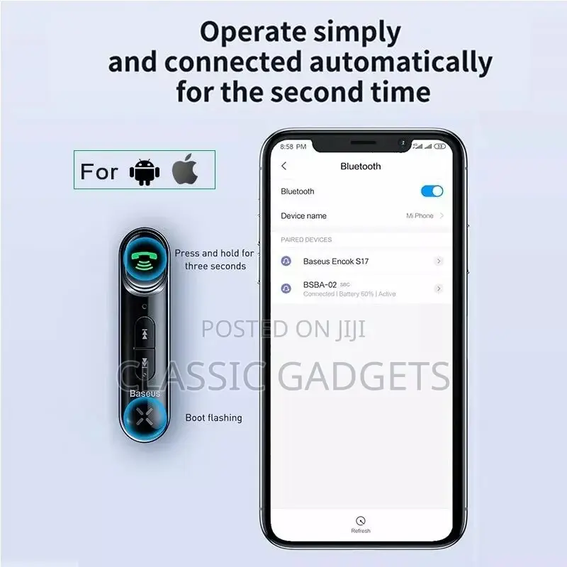 Baseus in Auto Wireless Bluetooth Receiver 3.5mm AUX