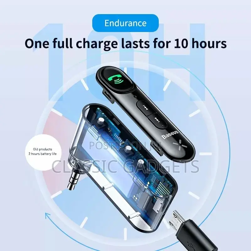 Baseus in Auto Wireless Bluetooth Receiver 3.5mm AUX