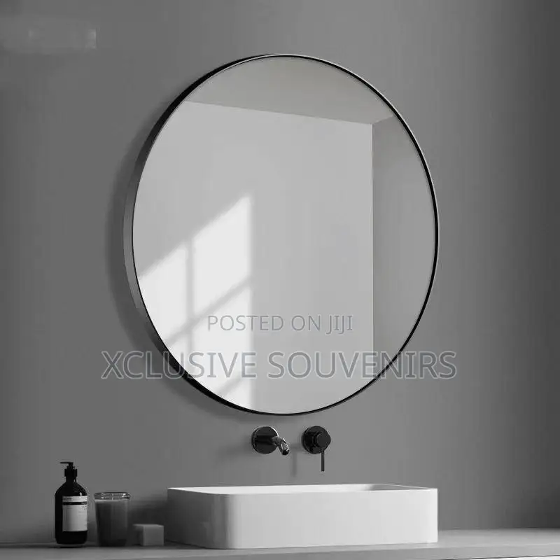 60cm Gold Minimalist Round Mirror (Color Black Gold)