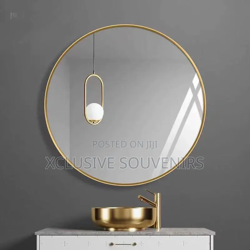 60cm Gold Minimalist Round Mirror (Color Black Gold)