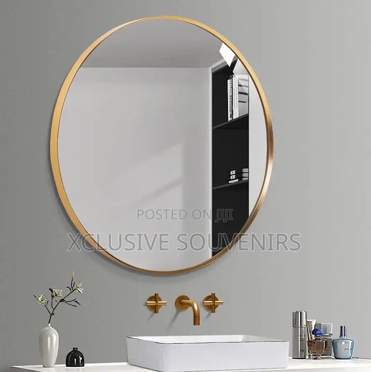 60cm Gold Minimalist Round Mirror (Color Black Gold)