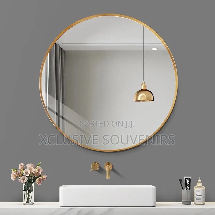 60cm Gold Minimalist Round Mirror (Color Black Gold)