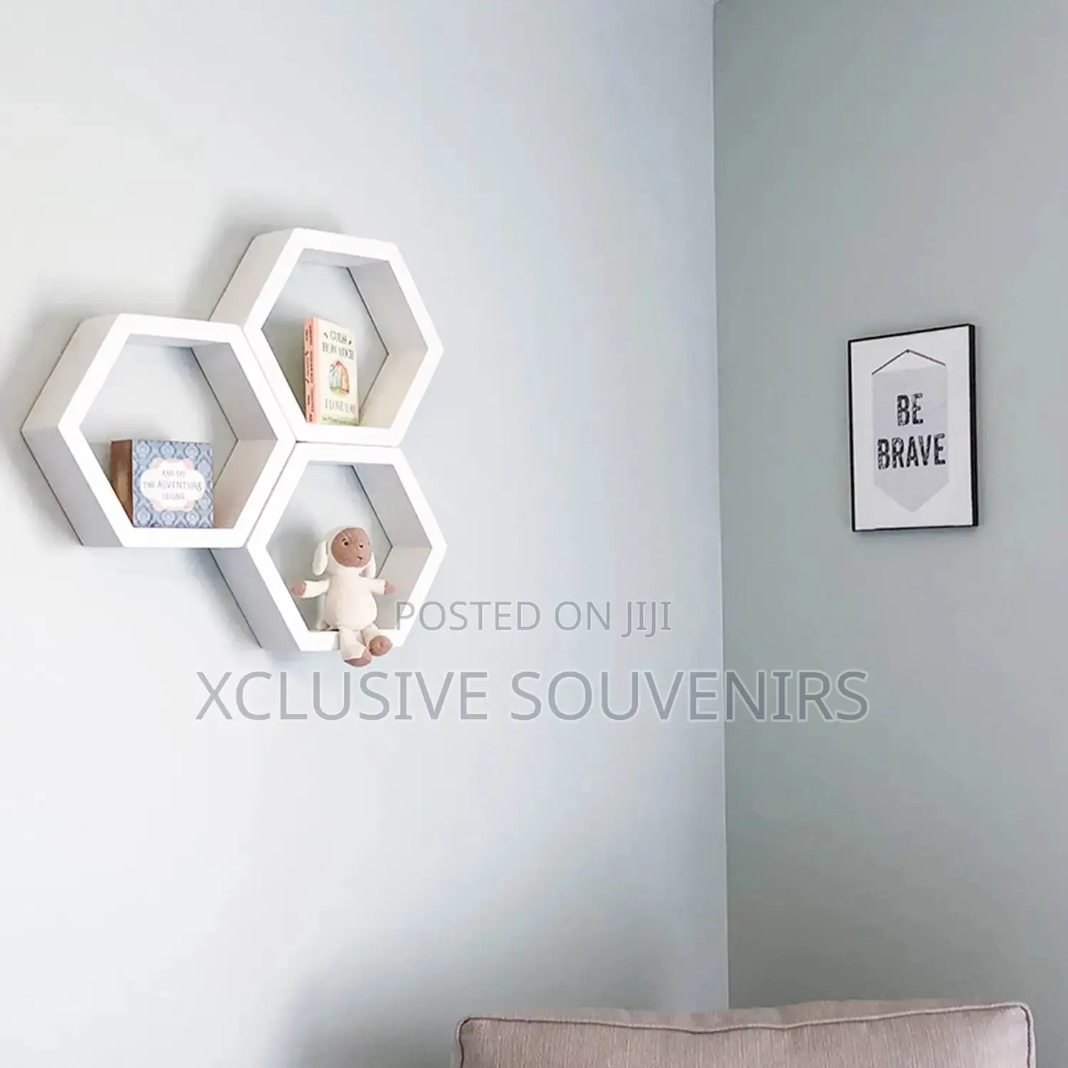 Geometric Wooden Floating Hexagon Wall Shelve
