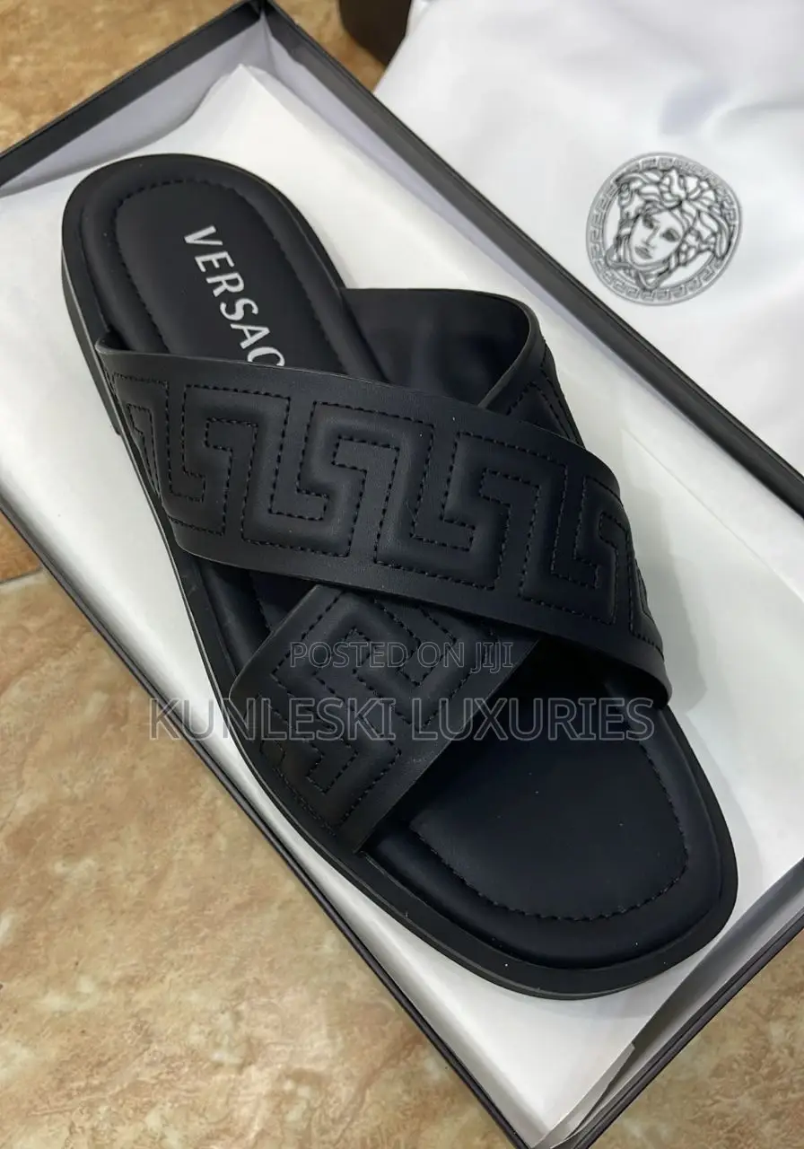 Original Versace Men Luxury Leather Slippers