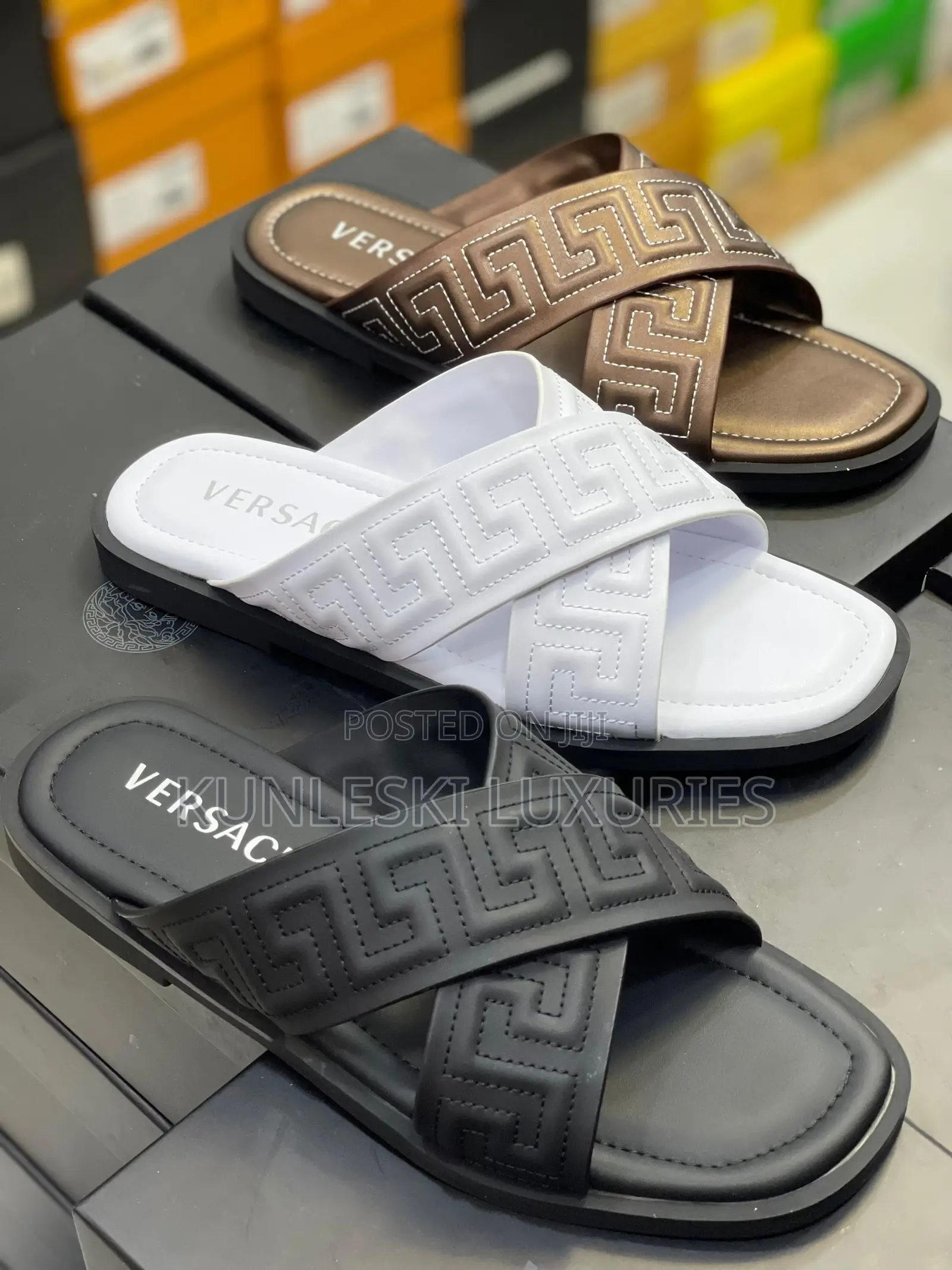 Original Versace Men Luxury Leather Slippers