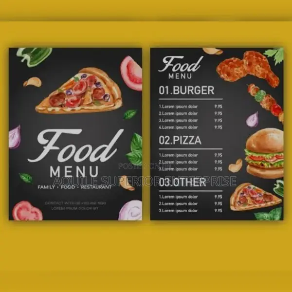 Fast Food Menu Printing