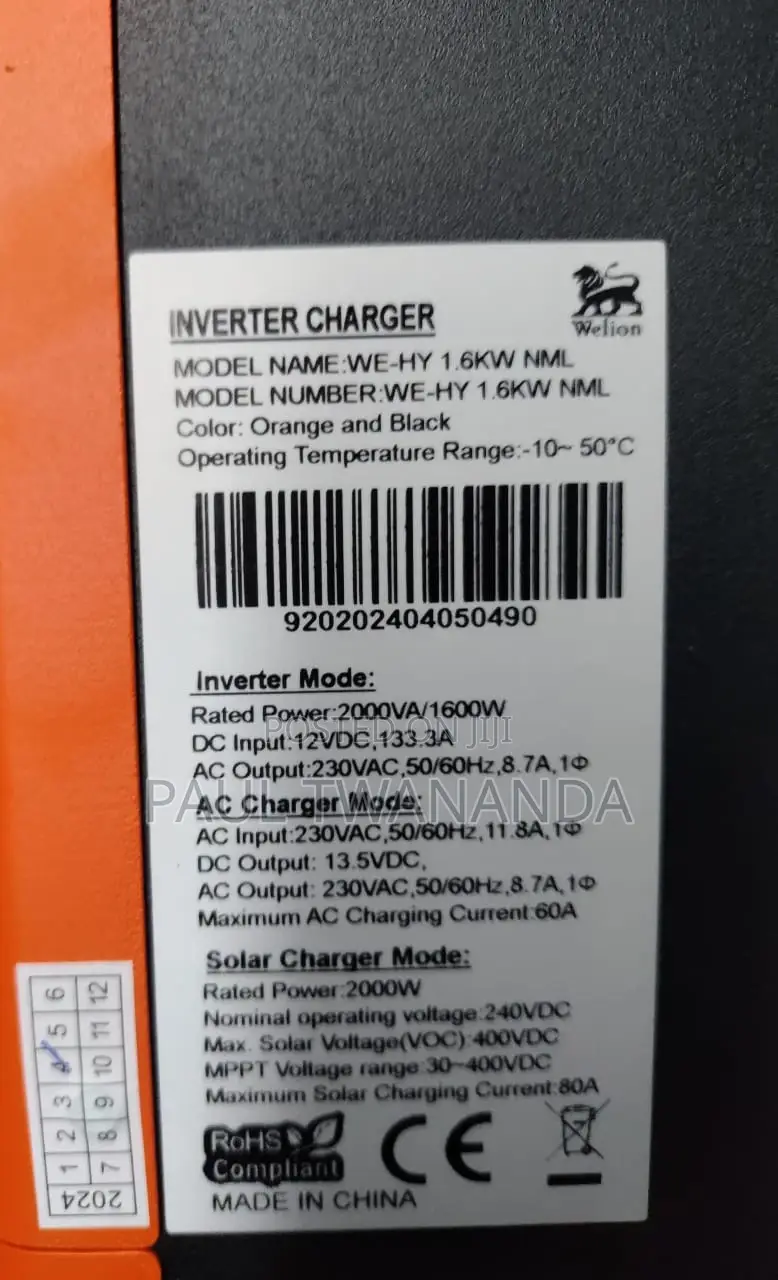 1.6kva 12v Welion Hybrid Inverter