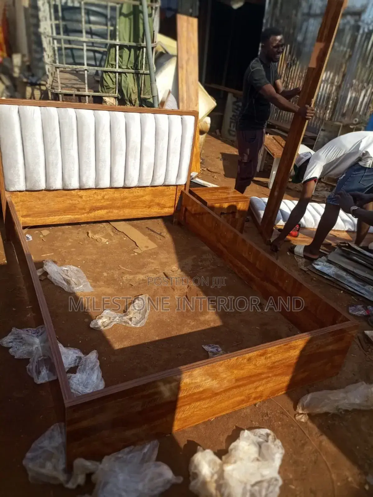 Modern Quality MDF Bed With Chest Paddings and Bedside Frame