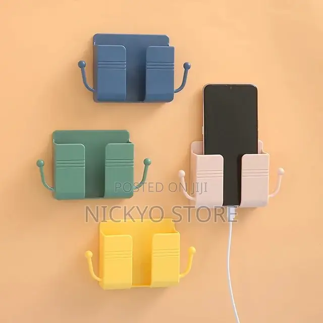 Wall-Mounted Phone Charging Holder With Hooks