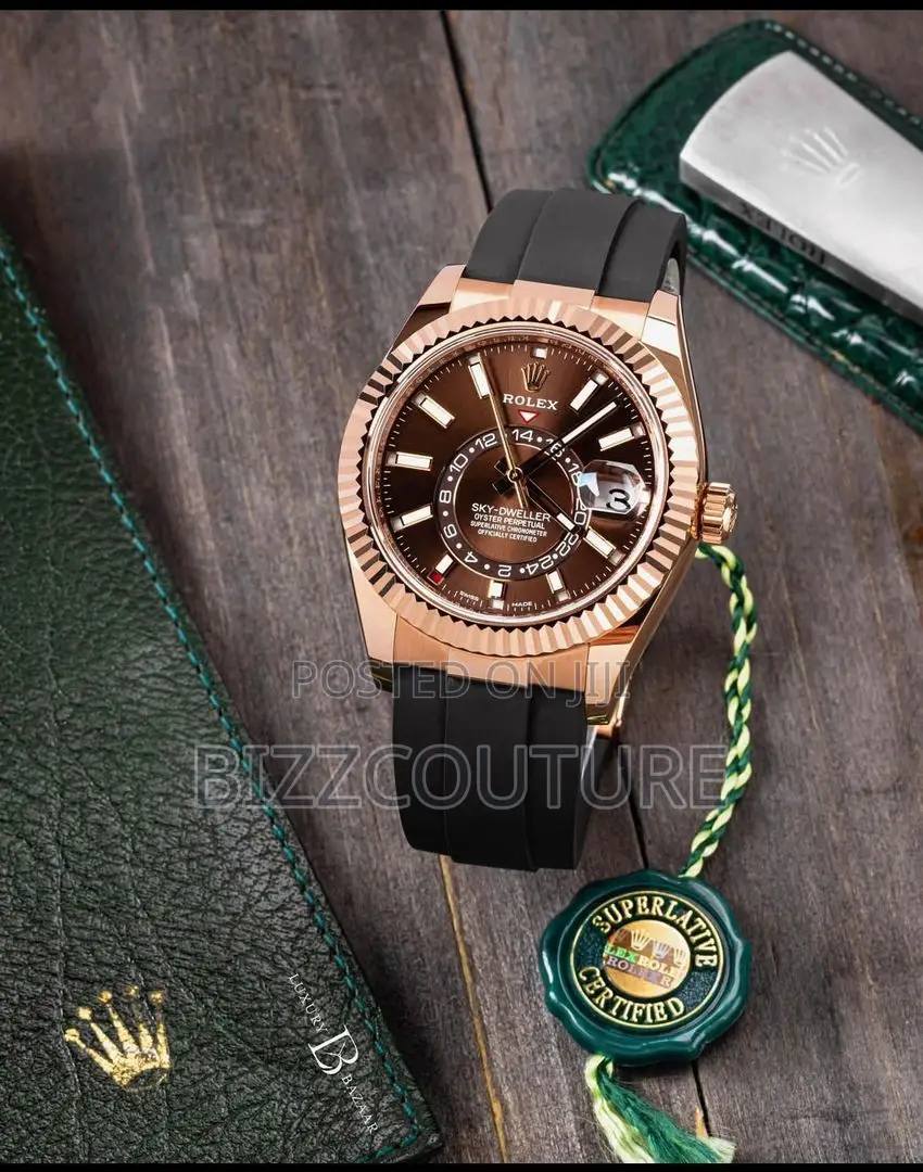 Original Rolex Sky Dweller Black Rubber Strap Watch