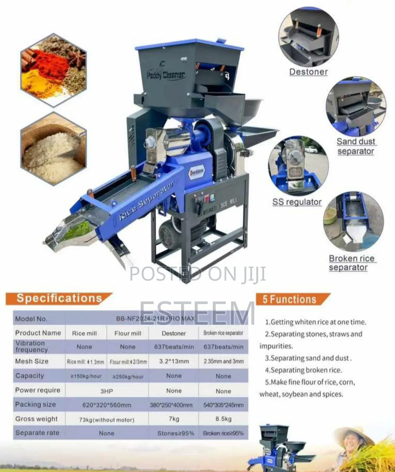 5 in 1 Multifuntional Rice Milling Machine