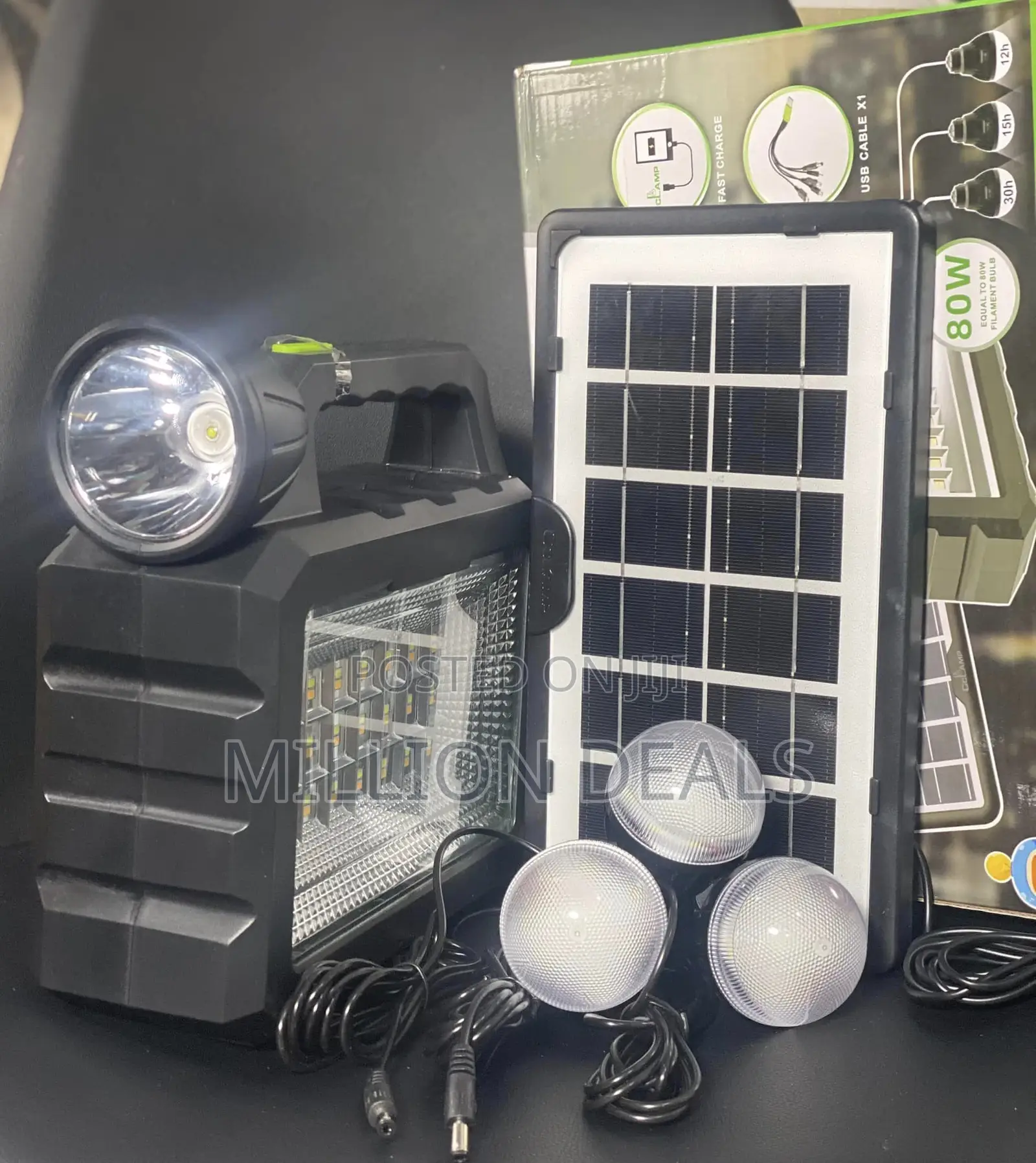 Portable 3 Bulbs Solar Lighting Home Office System