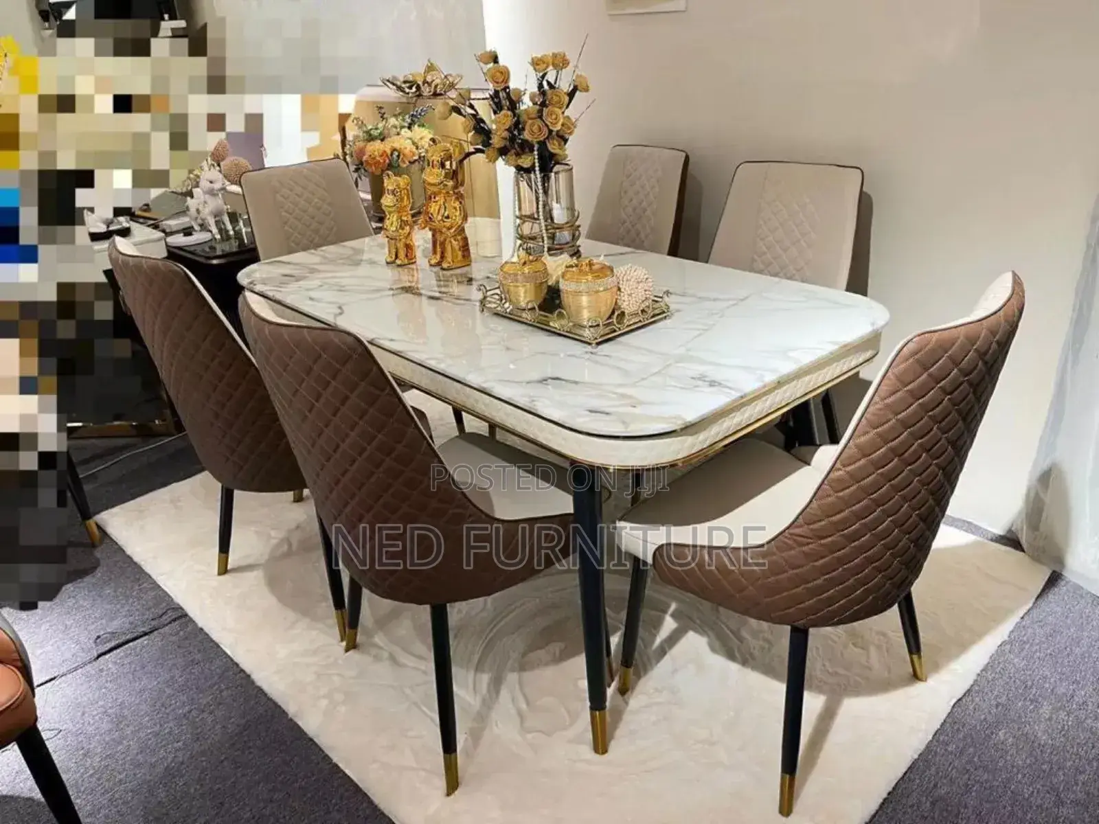 Quality Marble Top Dining by 6 Seater Set