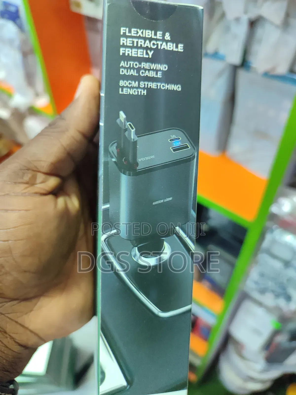 Green Lion Retractable 50w Car Charger PD 30w