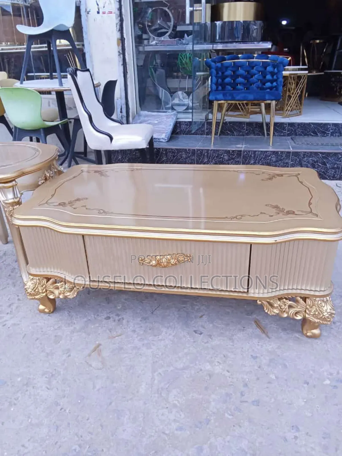 Golden Royal Table With 2 Side Table