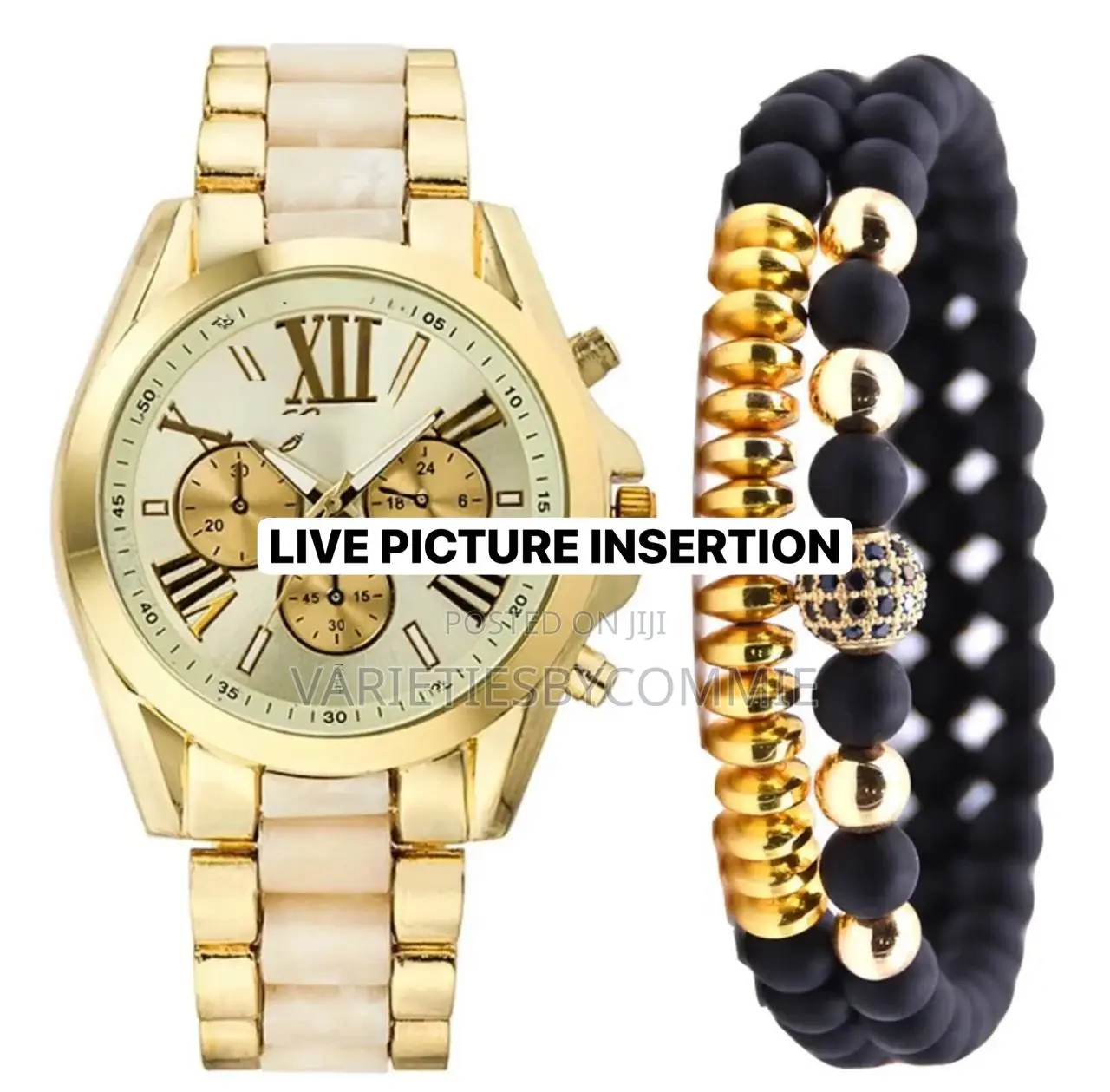 Geneva Gold Blended Men Wristwatch
