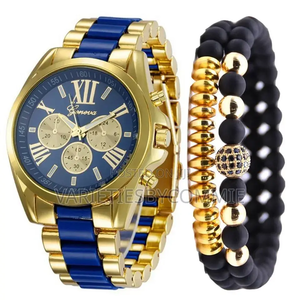 Geneva Gold Blended Men Wristwatch