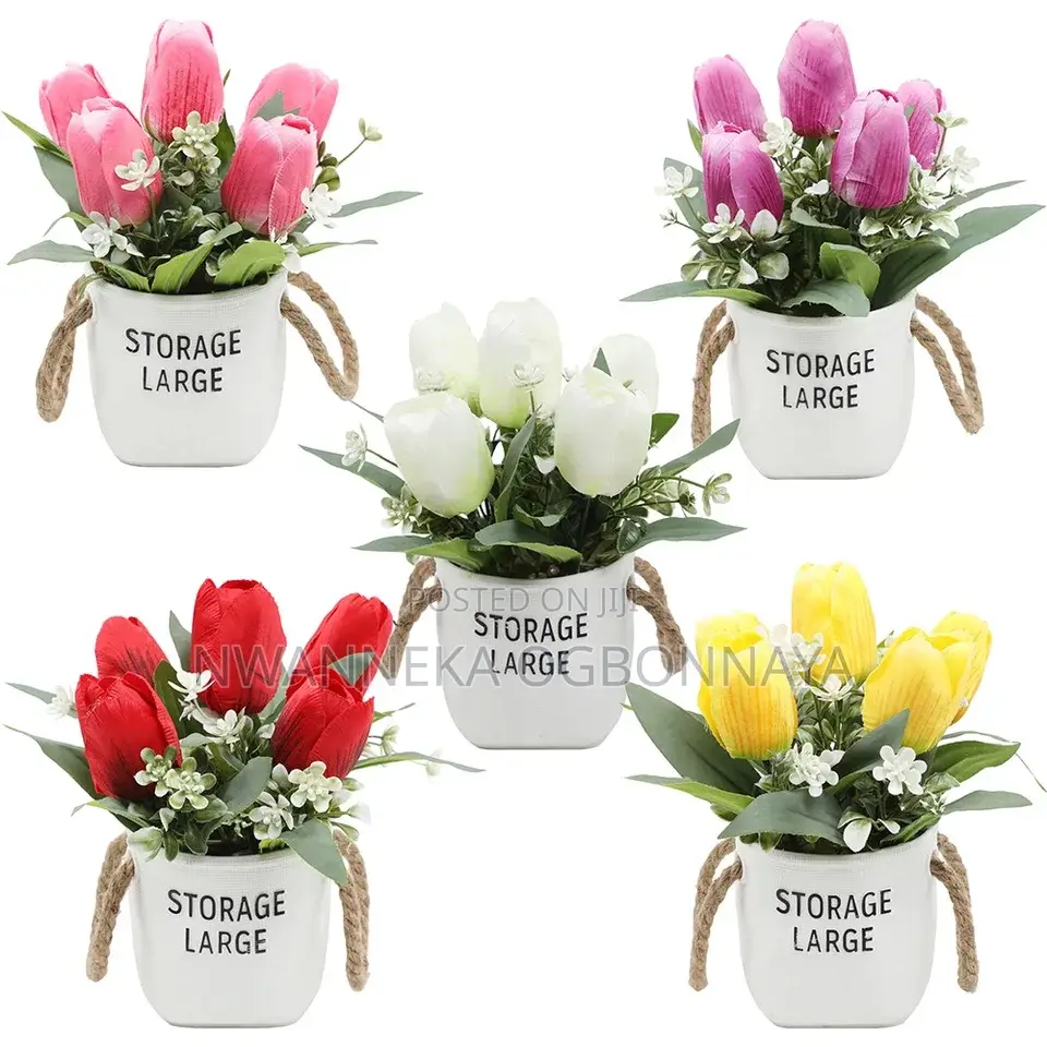 Artificial Flower Bonsai Plastic Bouquet Tulip Potted