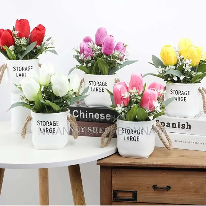 Artificial Flower Bonsai Plastic Bouquet Tulip Potted
