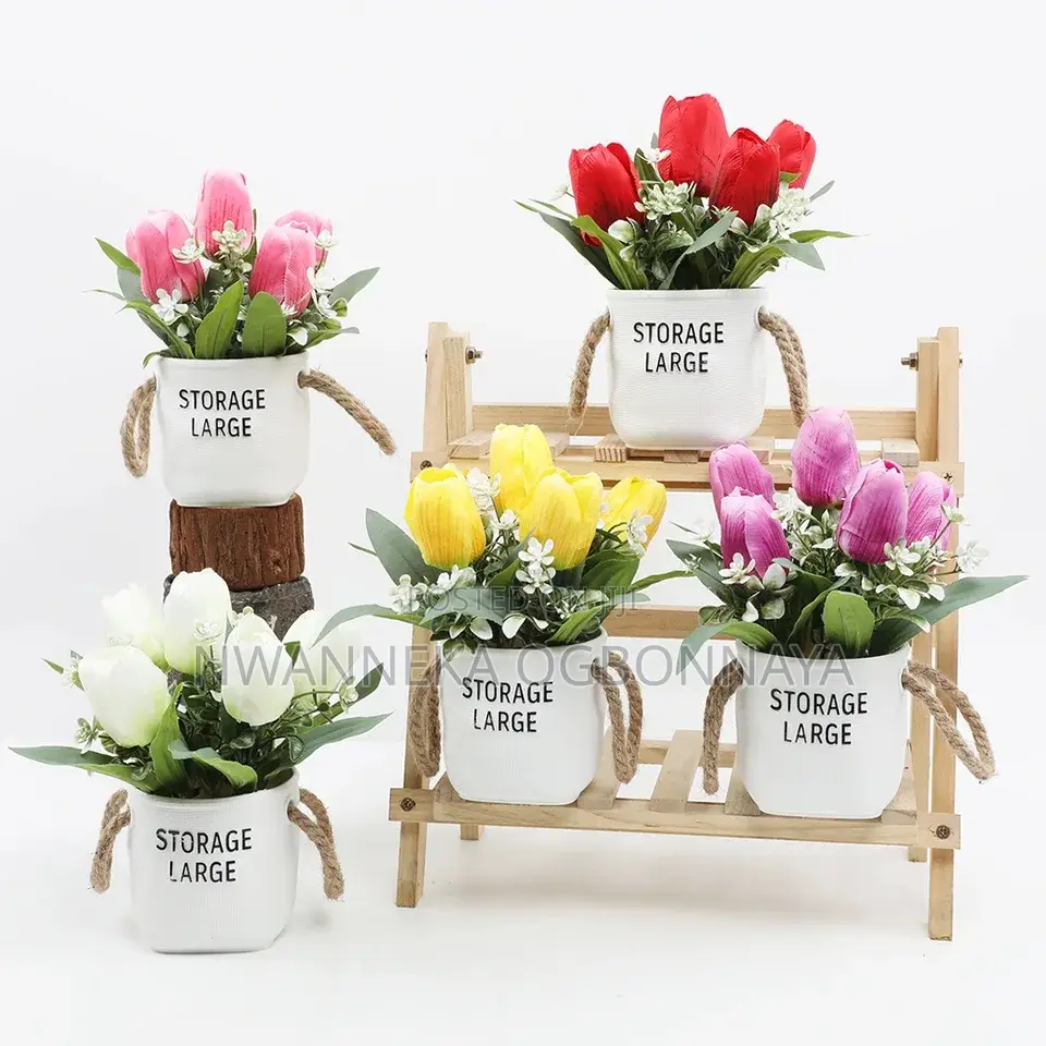 Artificial Flower Bonsai Plastic Bouquet Tulip Potted