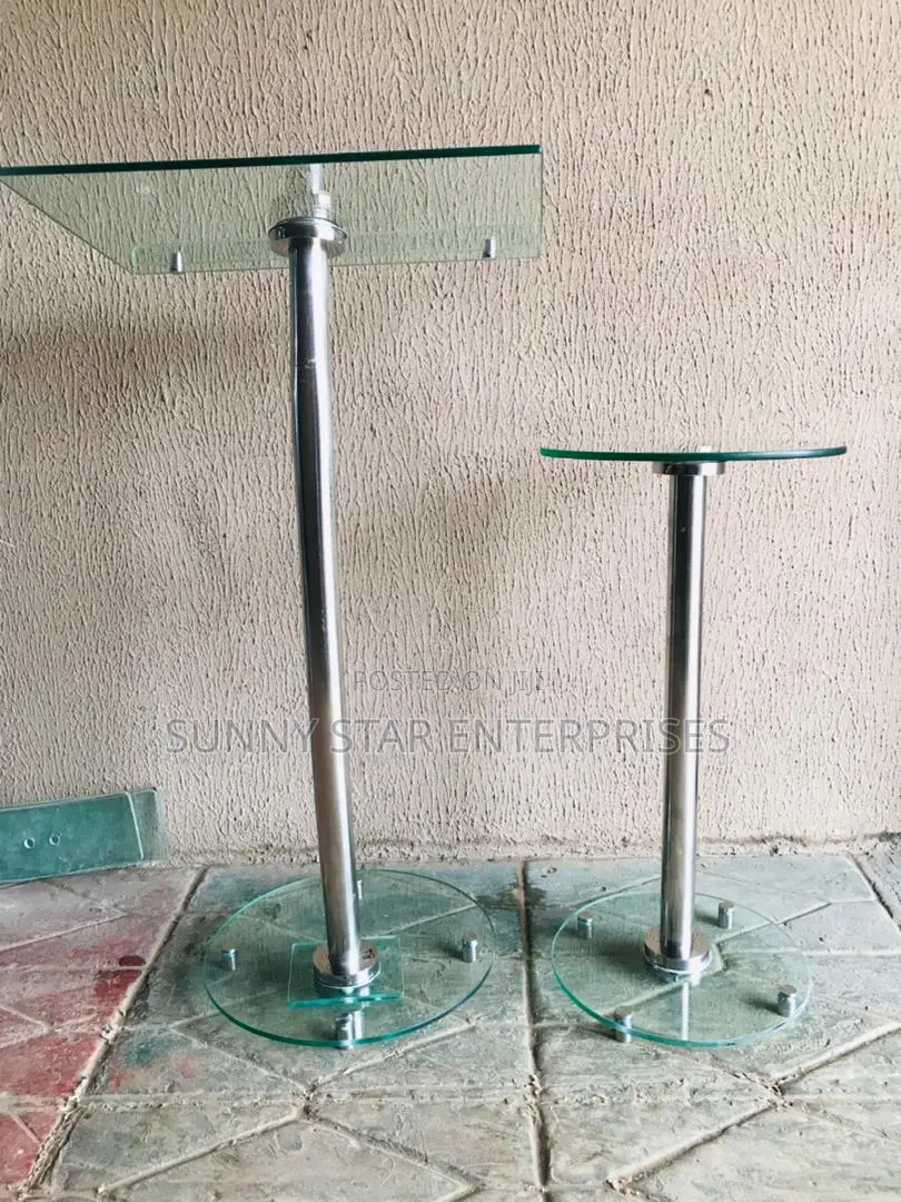 High Quality Thick Glass Single Pole Pulpit For Church