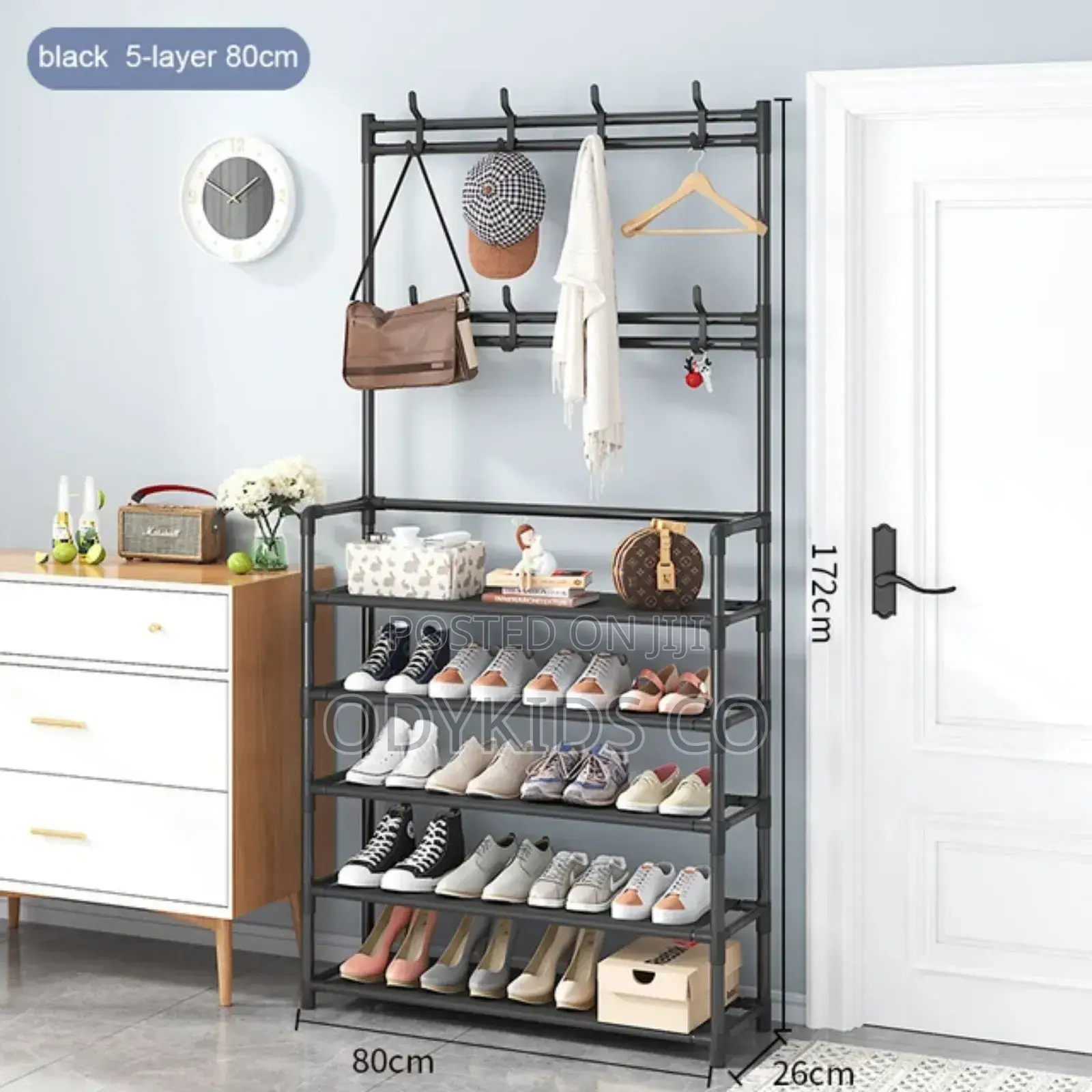 Metal Pipe Hanger 5 Shelf Hanging for Bag Shoe Rack
