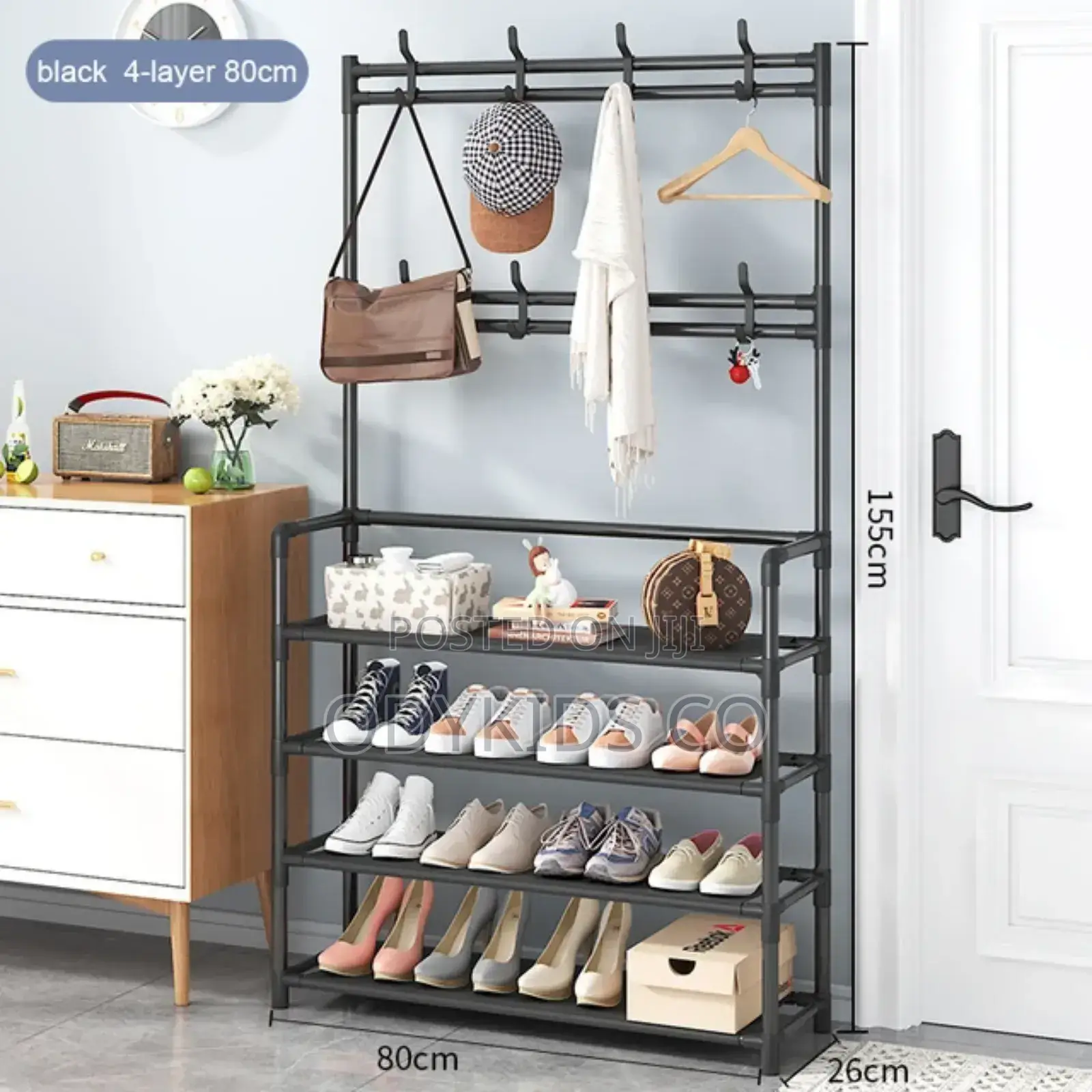Metal Pipe Hanger 5 Shelf Hanging for Bag Shoe Rack