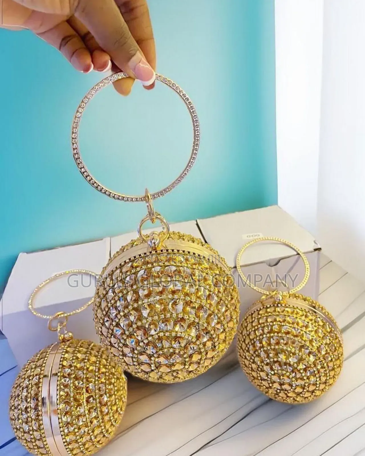 Gold Color Lovely Ball Clutch Handbag