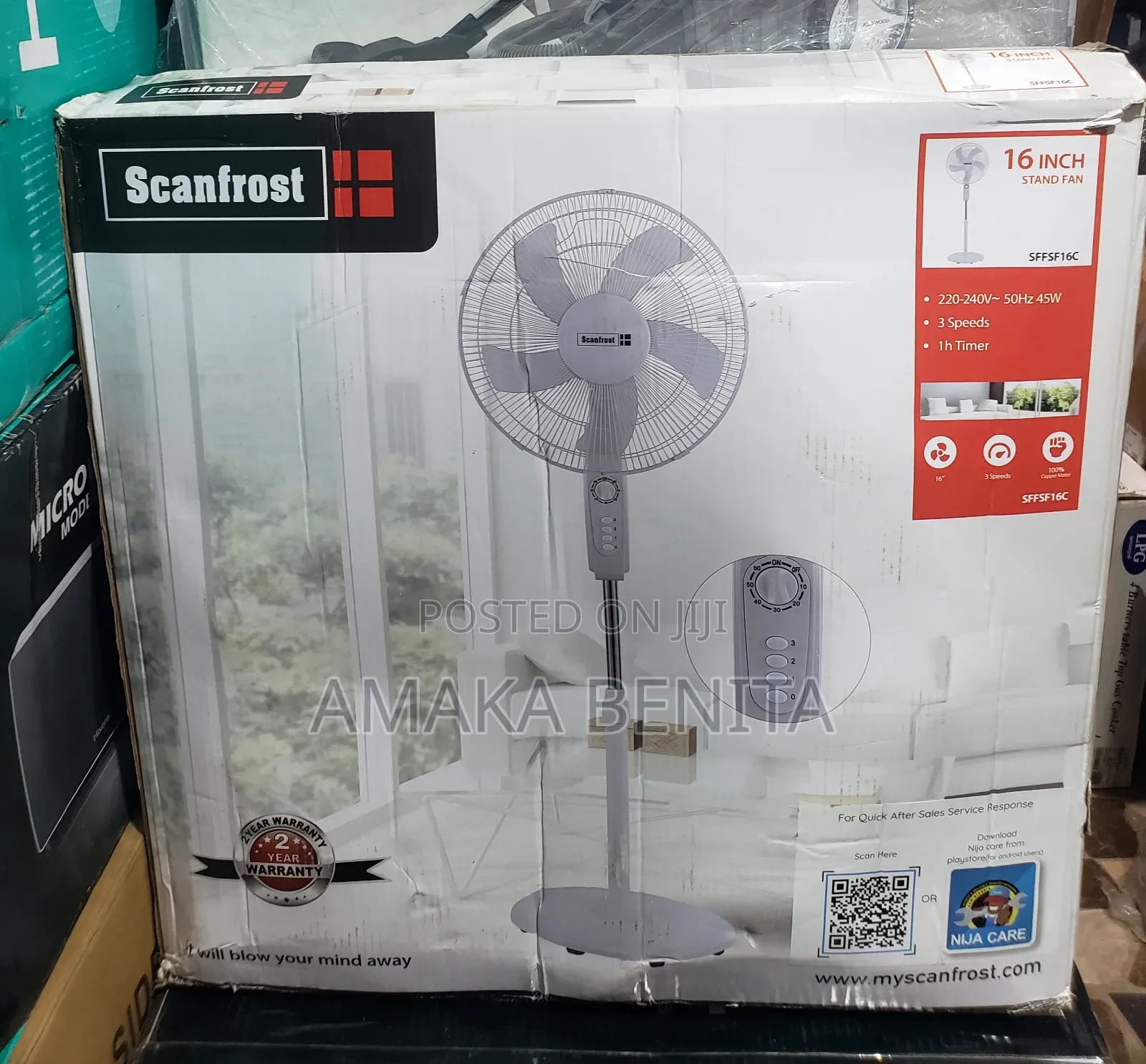 Scanfrost Stand Fan 16" Plastic Blade