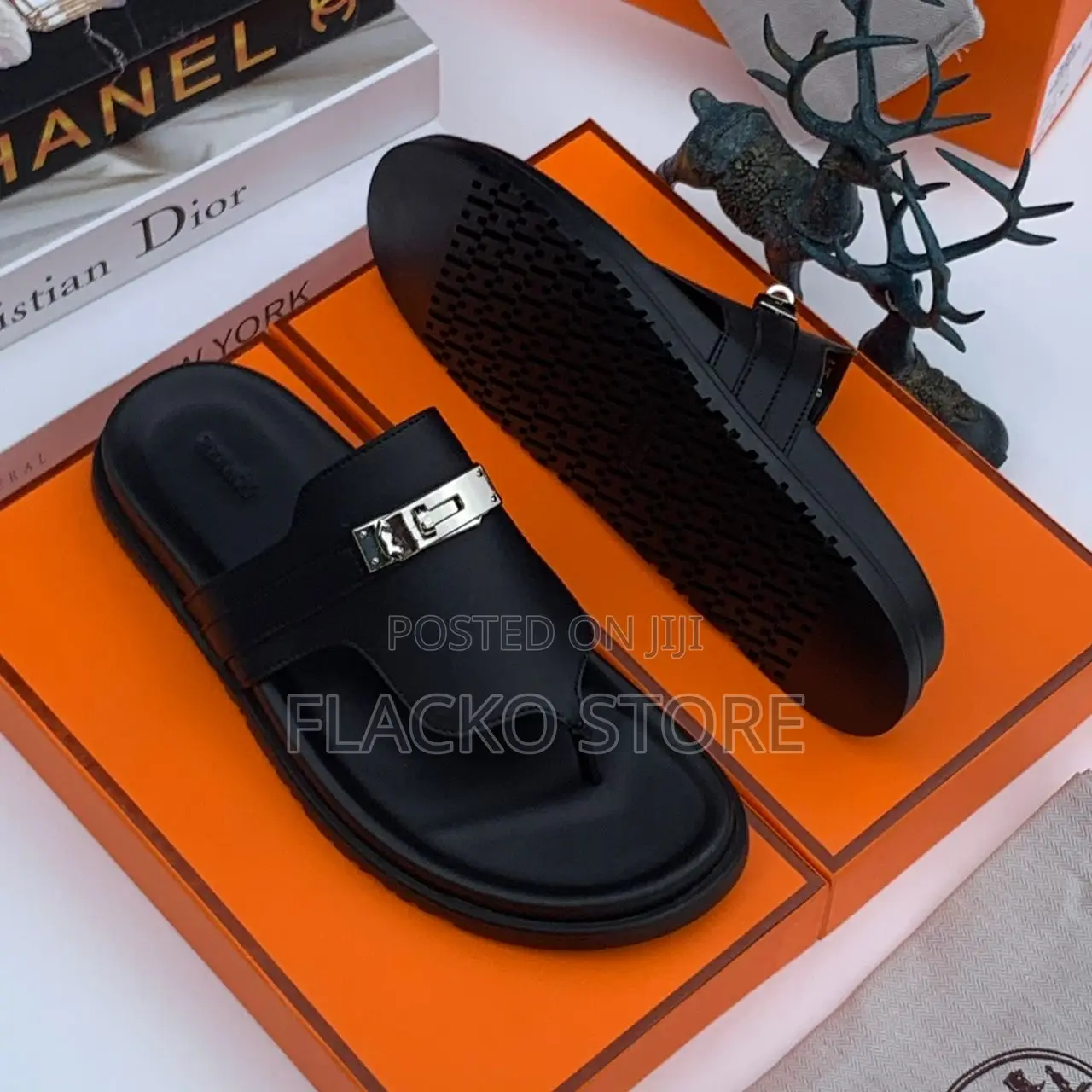 Original Hermes Leather Slippers