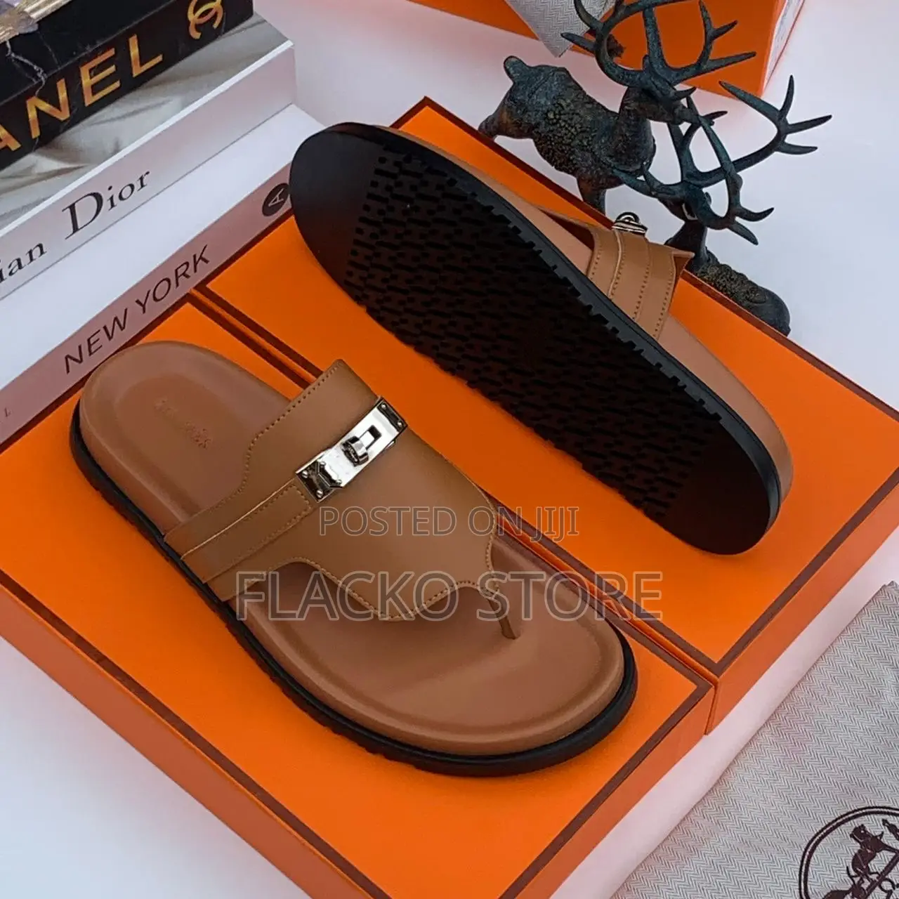 Original Hermes Leather Slippers