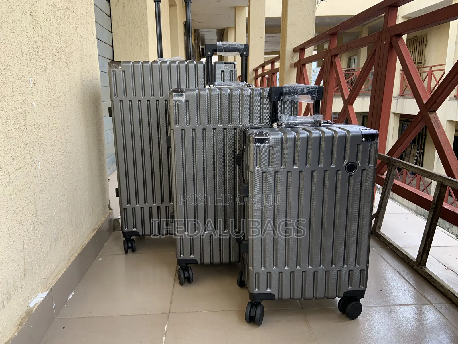 Set of Quality Gray Aluminum Frame Travel Luggage