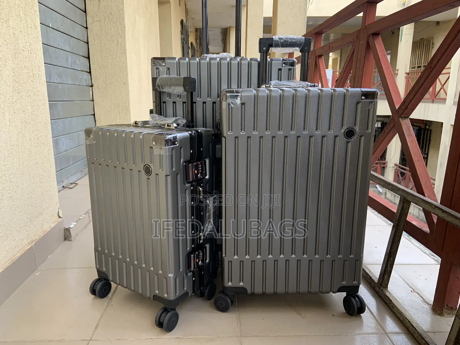 Set of Quality Gray Aluminum Frame Travel Luggage