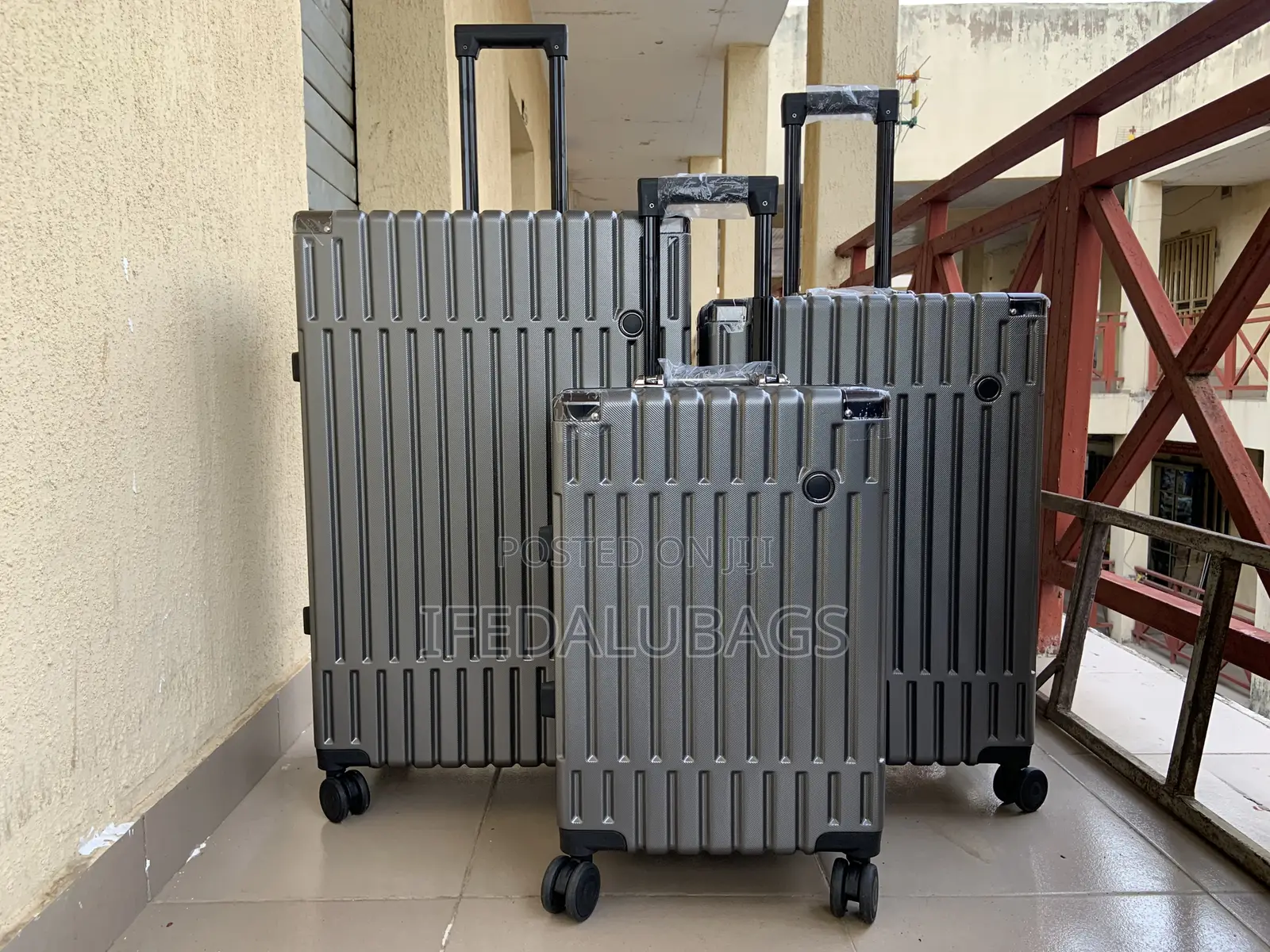 Set of Quality Gray Aluminum Frame Travel Luggage